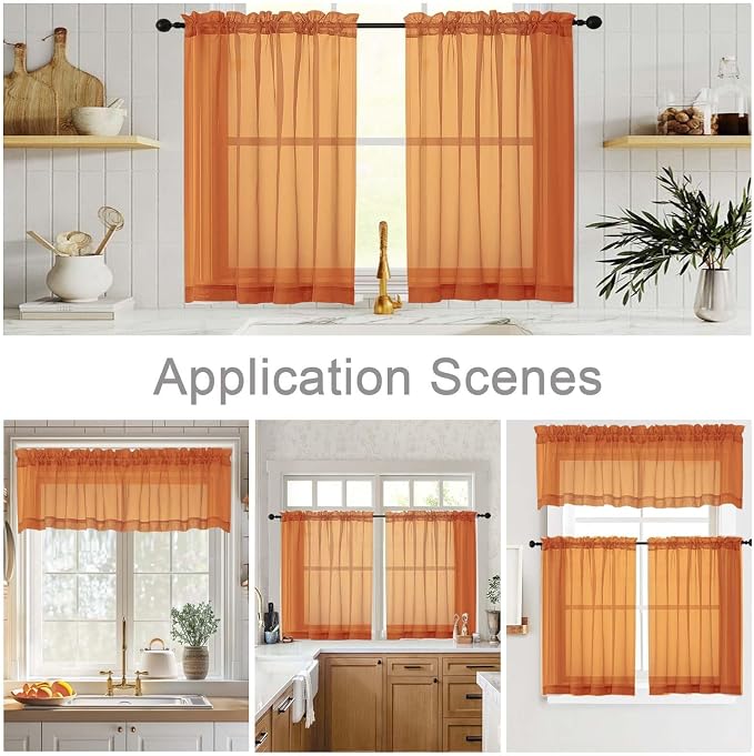 Cafe Curtains 36 Inch Length Tier 2 Pieces, Modern Soft Airy Sheer Kitchen - Image 6