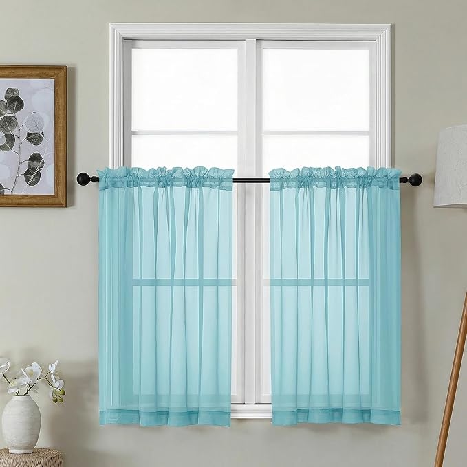 Gwine Short Kitchen Sheer Curtains 36 Inch Length by Gwine