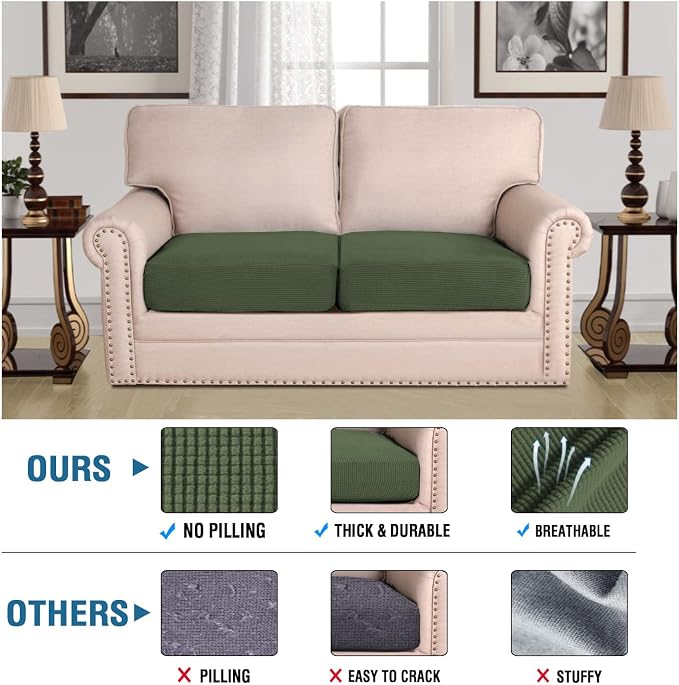 H.VERSAILTEX Super Stretch Individual Seat Cushion Covers Sofa Covers Couch - Image 2