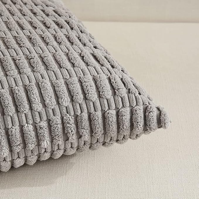 Fancy Homi 4 Packs Grey Decorative Throw Pillow Covers 26x26 Inch - Image 4