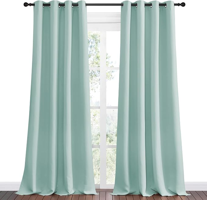 NICETOWN Aqua Blue Blackout Curtains 90" Long - Image 2