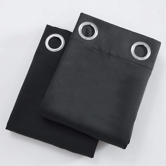 LEMOMO Black Blackout Curtains 52 x 63 Inch Length/Set of 2 Curtain - Image 9