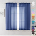 Lecloud Royal Blue Sheer Curtains 63 Inch Length 2 Panels Set, Voile Solid by Lecloud