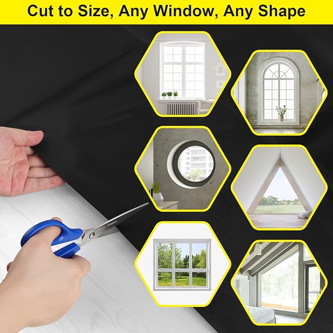 FADOTY 100% Blackout Curtains, Portable Black Out Window Cover Film, Cuttable - Image 5