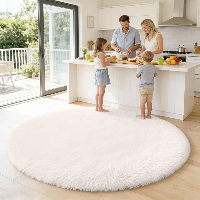 OLANLY Ivory Round Rugs for Bedroom - Image 6