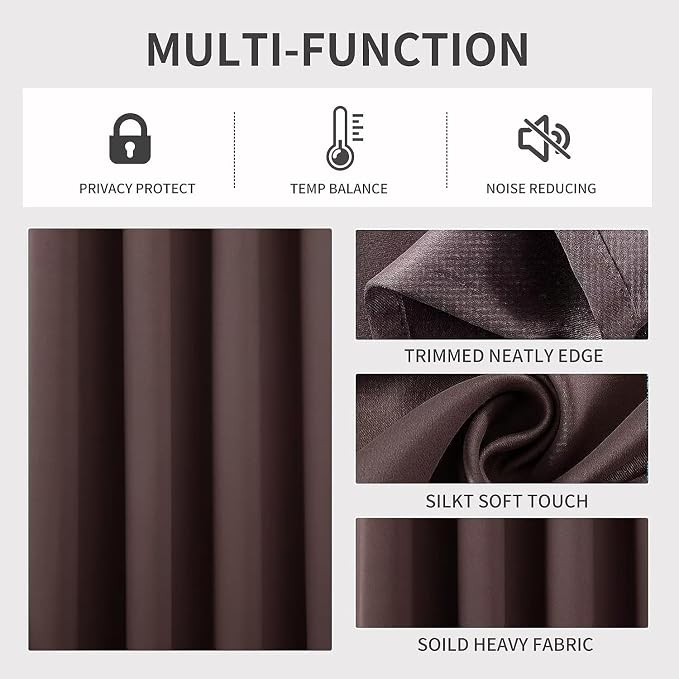 Joydeco Chocolate Custom Solid Single Blackout Curtain - Image 4