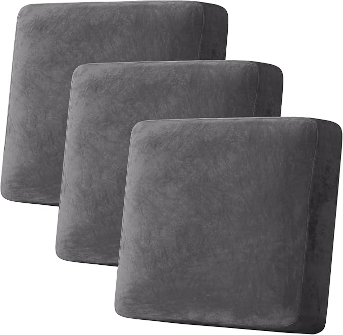 H.VERSAILTEX Velvet Stretch Couch Cushion Cover Plush Cushion Slipcover by HVERSAILTEX