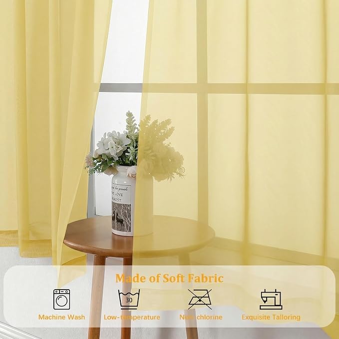 Gwine Sheer Curtains for Bedroom 54 inches Long - Image 8