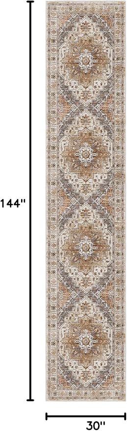 Madane Hallway Runner Rug 2'6''x12', Non Slip Vintage 12ft Runners - Image 2