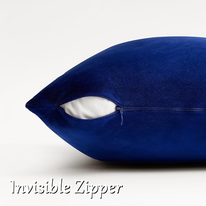GIGIZAZA Royal Blue Velvet Throw Pillow Covers 12x20 Pack of 2 | Decorative - Image 4