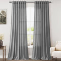 Dark Grey Linen Curtains 96 Inches Long by Nanspring