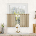 LAMIT Brown Linen Curtains 24 Inch Length, Semi Sheer Light Filtering Window by LAMIT