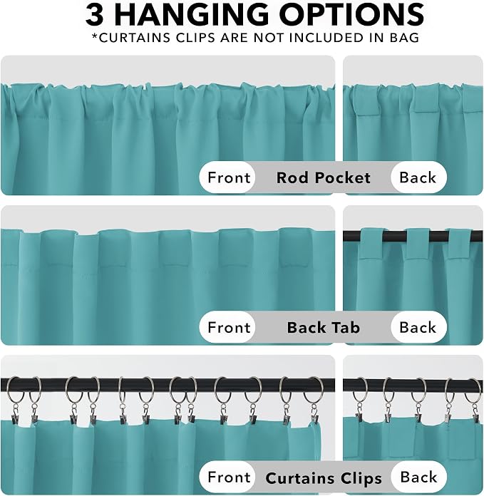 Deconovo Blackout Curtains Back Tab and Rod Pocket Curtains Insulated Thermal - Image 2