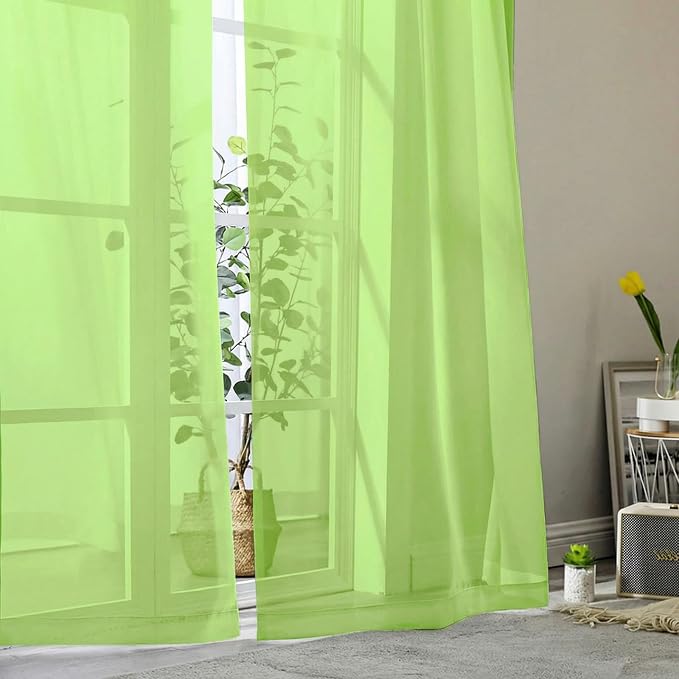 Sheer Curtains 63 Inch Length 2 Panels Set - Image 8