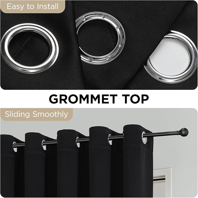 Joydeco Blackout Patio Sliding Door Curtains 90 Inches Long, Grommet Privacy - Image 8