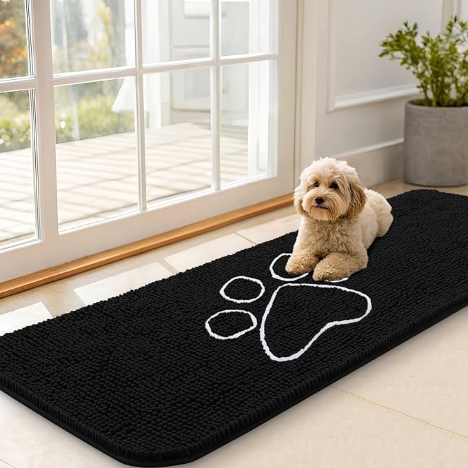 OLANLY Dog Door Mat for Muddy Paws 59x20, Paw Print Design, Absorbs Moisture by OLANLY