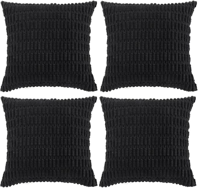 Fancy Homi 4 Packs Boho Black Decorative Throw Pillow Covers 18x18 Inch by Fancy+Homi