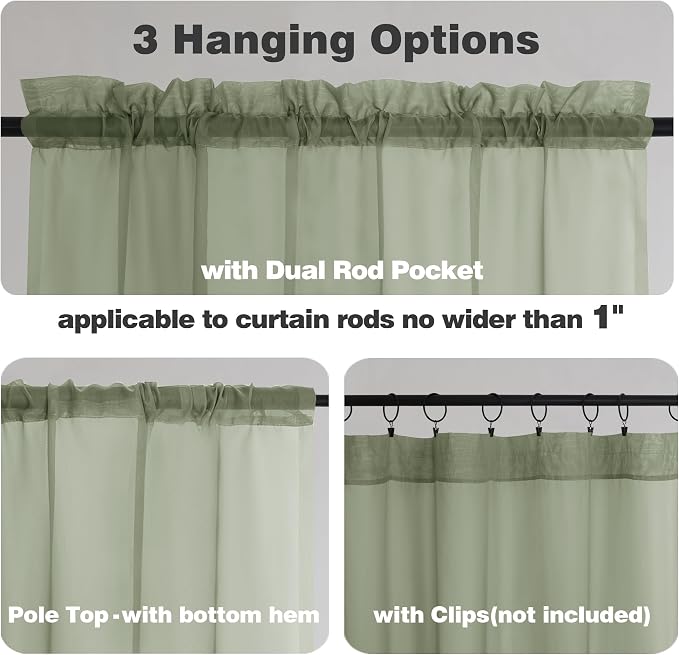 Chyhomenyc Sage Green Sheer Valances - Image 5