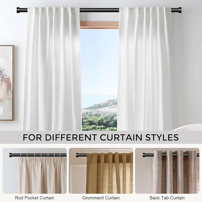 VOIIY 2 Pack Curtain Rods for Windows 28 to 48 Inch, Modern Adjustable Heavy - Image 6