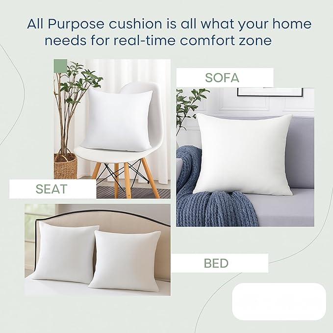 LANE LINEN 4 Pack 18x18 White Throw Pillow Inserts - Image 3