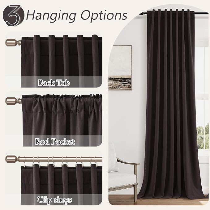 Guken 100% Blackout Curtains 102 Inch Length 2 Panels Set - Image 6