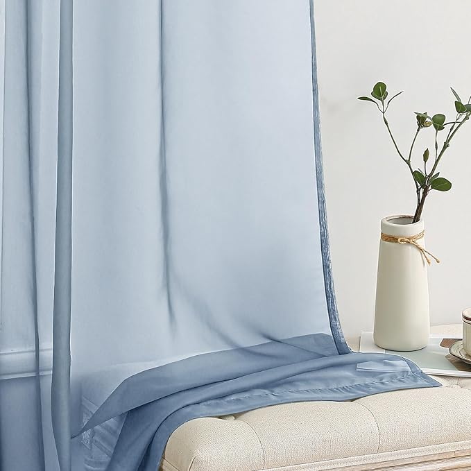 MIULEE 2 Panels Solid Color Sheer Window Curtains Elegant Window Voile - Image 4