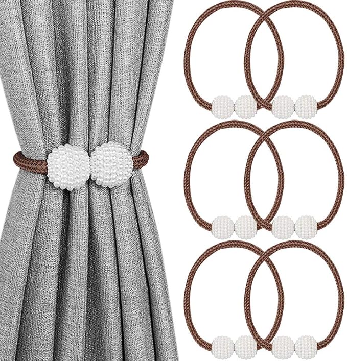 Melaluxe 6 Pack Magnetic Curtain Tiebacks, Decorative Curtain Holdbacks by Melaluxe