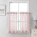 Lecloud Leia Blush Pink Sheer Curtains 36 Inch Length 2 Panels, Jacquard Leaf by Lecloud