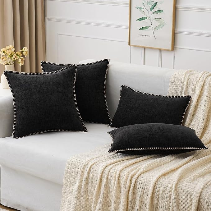 MIULEE Pack of 2 Couch Throw Pillow Covers 12x20 Inch Black Farmhouse - Image 5