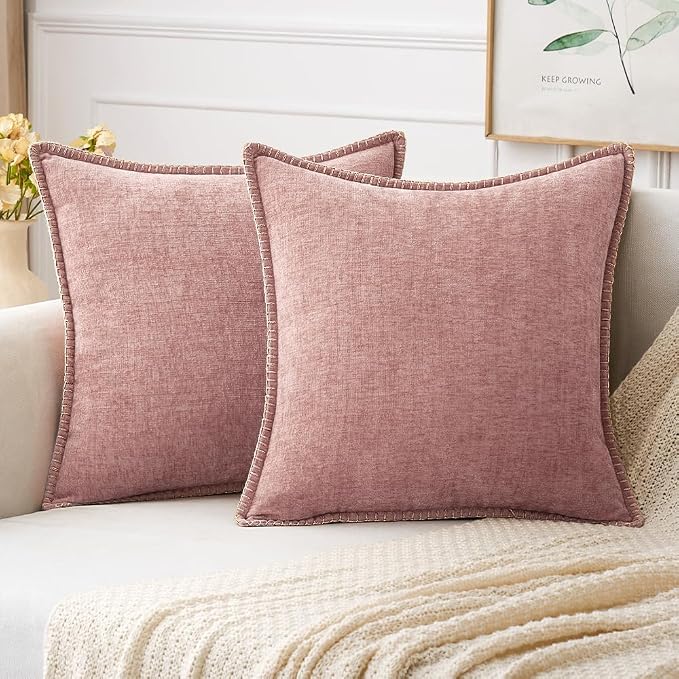 MIULEE Decorative Couch Throw Pillow Covers 18x18 Inch Blush Pink 2 Pack | by MIULEE