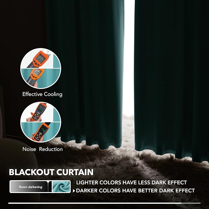 Deconovo Blackout Curtains, Thermal Insulated, W52 x L95 2 Panels, Back Tab - Image 7