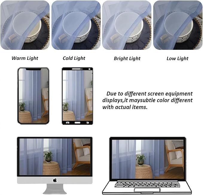 Chyhomenyc Sheer Curtains 54 Inch Long 2 Panels Set - Image 4