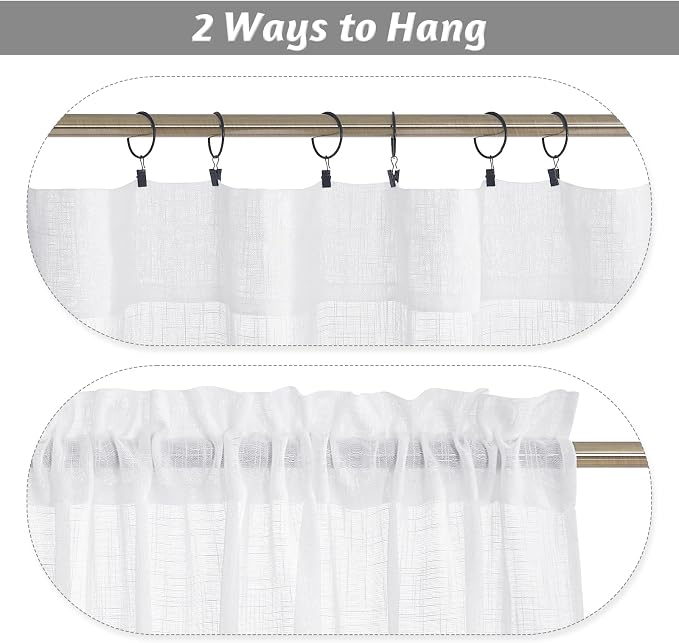 RYB HOME Window Topper Valances 24 inch Length, Privacy Protected Home Decor - Image 4