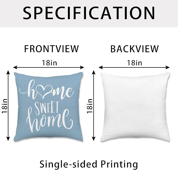 Hexagram Geometric Aqua Blue Pillow Covers 18x18 Set of 4, Decorative Outdoor - Image 4