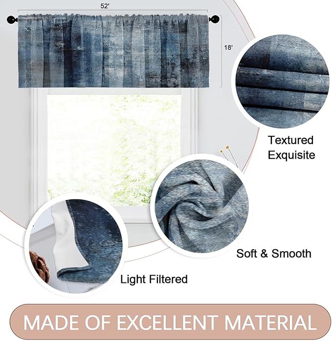 Emvency 4 Pack Valances Window Treatments, 52x18 Inch Rod Pocket Valances - Image 2