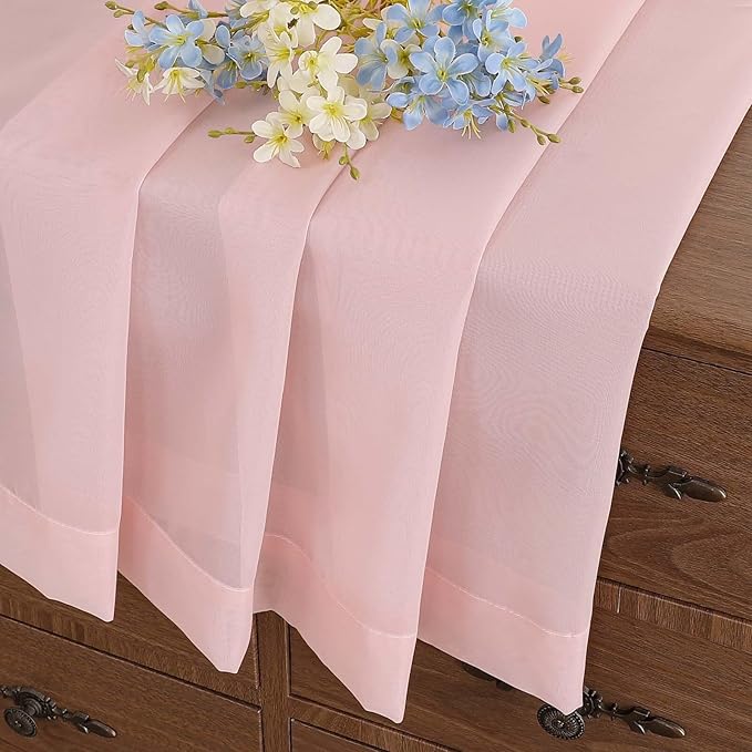 Blush Pink Window Sheer Curtains 54 inch Length, Soft Airy Light Filtering - Image 8