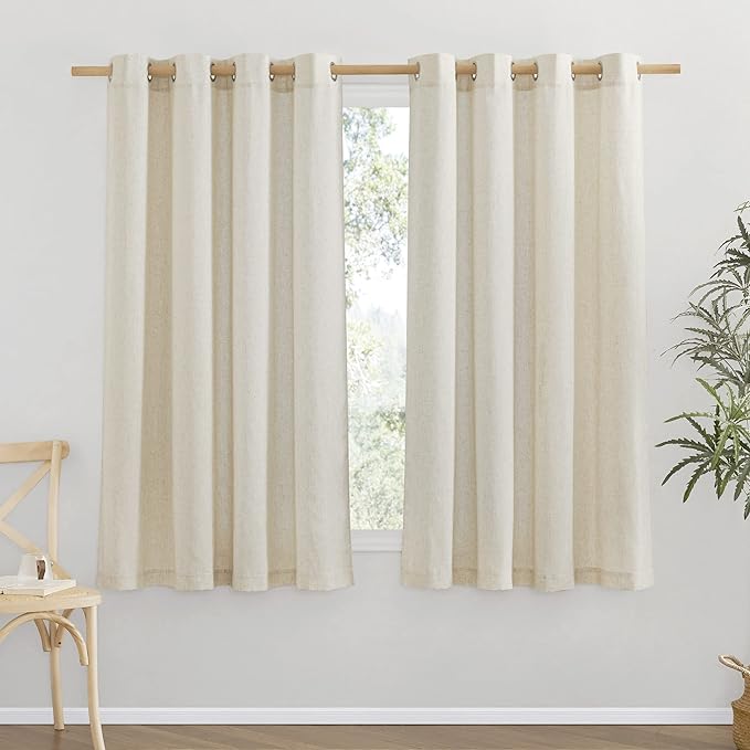 NICETOWN Natural Linen Curtains Flax Texture by NICETOWN