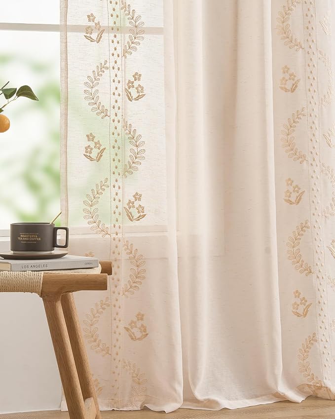 jinchan Belrose Linen Sheer Curtains - Image 5