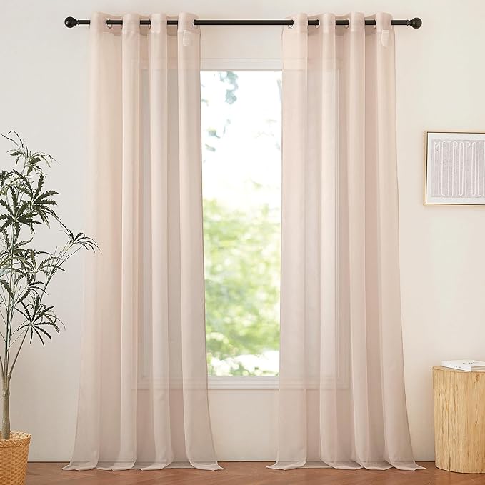 NICETOWN Taupe Sheer Curtains 90 inches Long, Grommet Airy & Elegant Light by NICETOWN