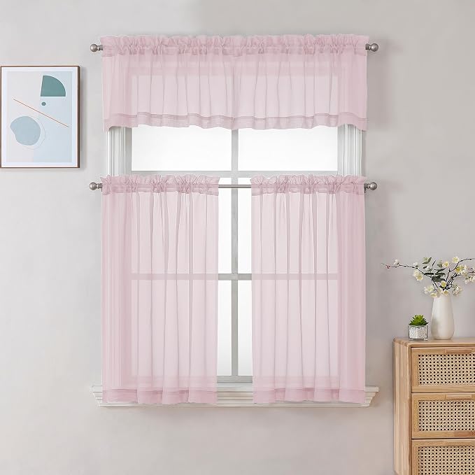 Chyhomenyc Blush Pink Sheer Valances - Image 2
