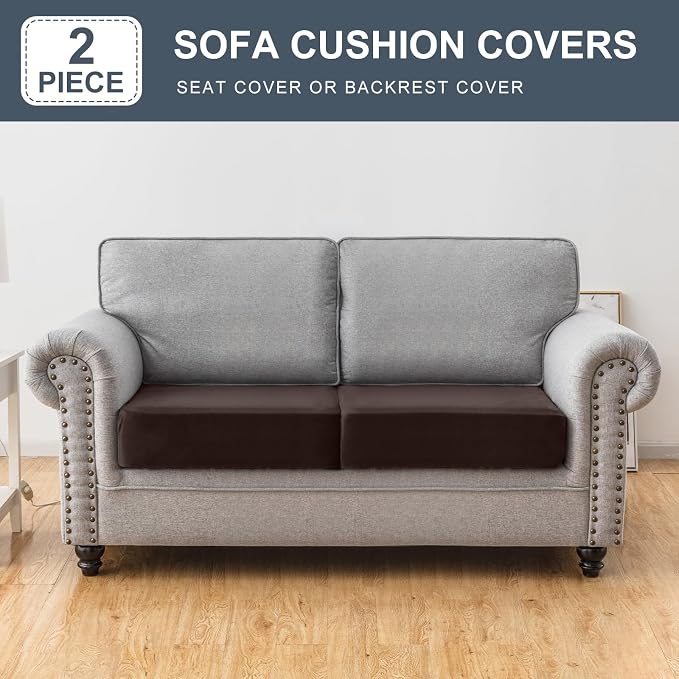 Couch Cover Stretch Velvet Sofa Cushion Cover 2-Piece - Image 3