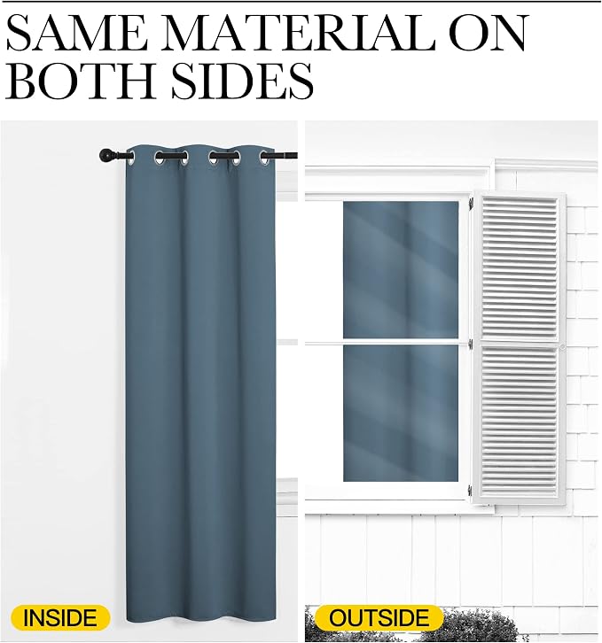 NICETOWN Smoky Blue Blackout Curtains 86 inches Length - Image 5