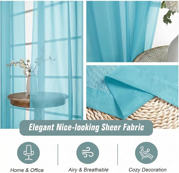 Sheer Curtains 84 Inches Long 2 Panels, Elegant Airy Transparent Light - Image 4