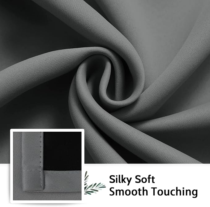 SimpleHome Grey 100% Blackout Curtains Room Darkening Living Room 54 Inch | - Image 7