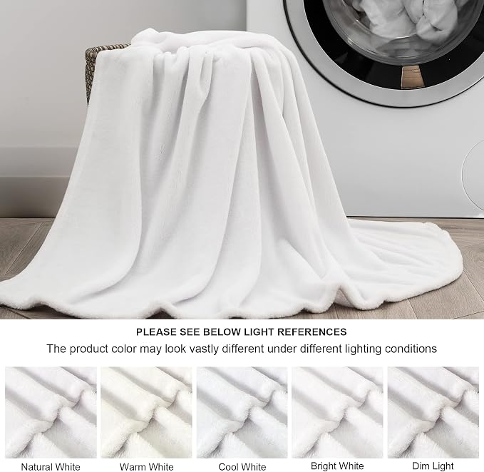 BEDELITE Fleece Blanket Twin Size White Throw Blanket - Image 3