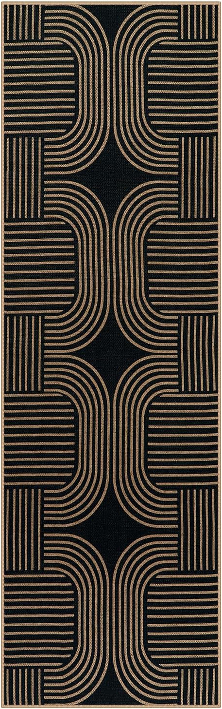 Lahome Enfys Modern Geometric Black Runner Rug, 2x8 Indoor Outdoor Hallway - Image 8