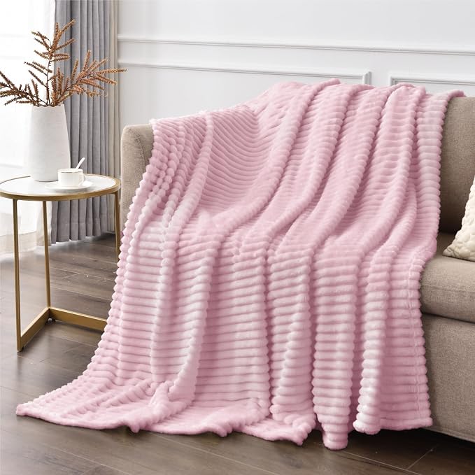 BEDELITE Fleece Blanket Twin Size – 3D Ribbed Jacquard Soft and Warm Decorative - Image 4