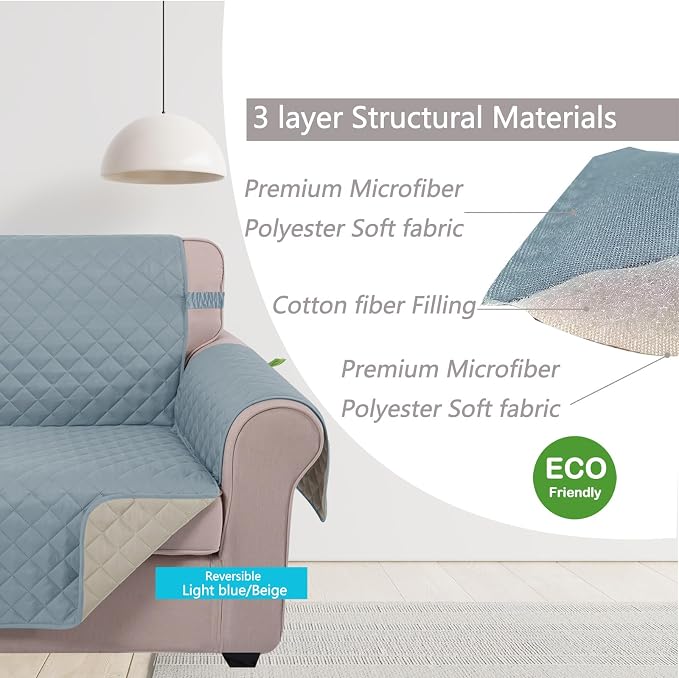 U-NICE HOME Recliner Chair Covers Reversible Quilted Water Repellent Pet - Image 5