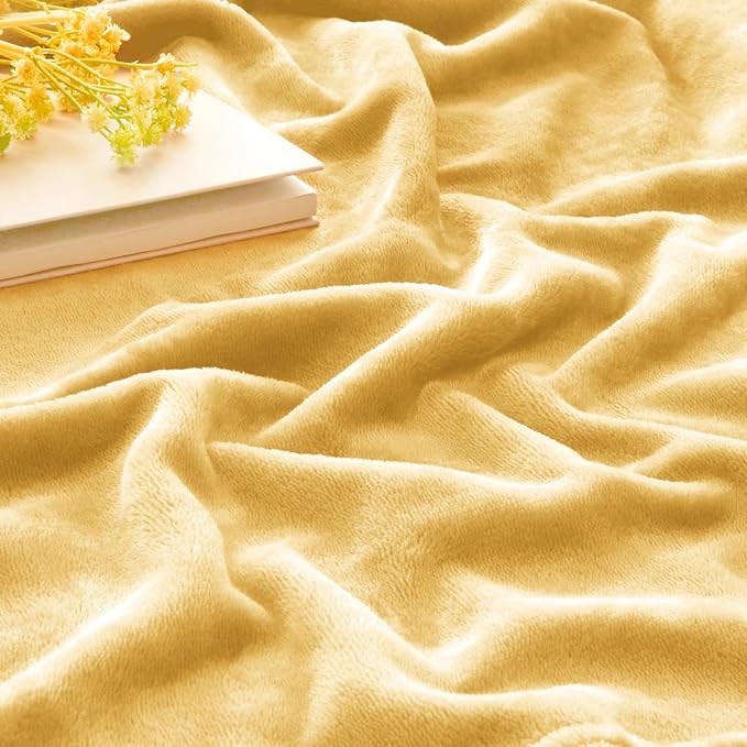 BEDELITE Fleece Blanket Cream Yellow Throw Blankets - Image 3