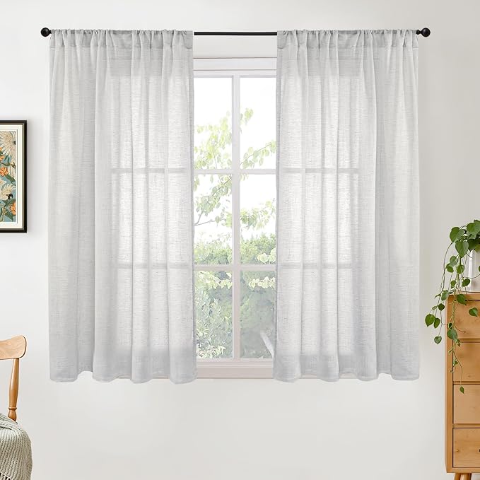 BGment Light Grey Linen Curtains 45 Inch Length by BGment